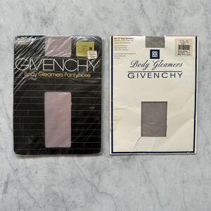 NOS Lot 2 GIVENCHY Body Gleamers Pantyhose Style 157 Size C Silver Fox Vintage